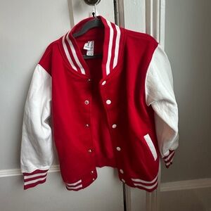 Unworn red letterman jacket, size M (7-8)